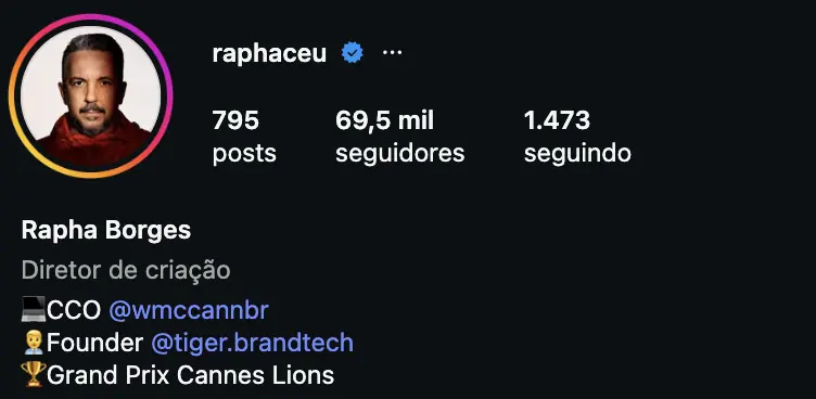 Captura do Instagram de Rapha Borges