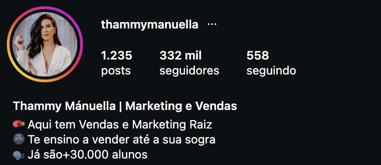 Captura do Instagram de Thammy Manuella